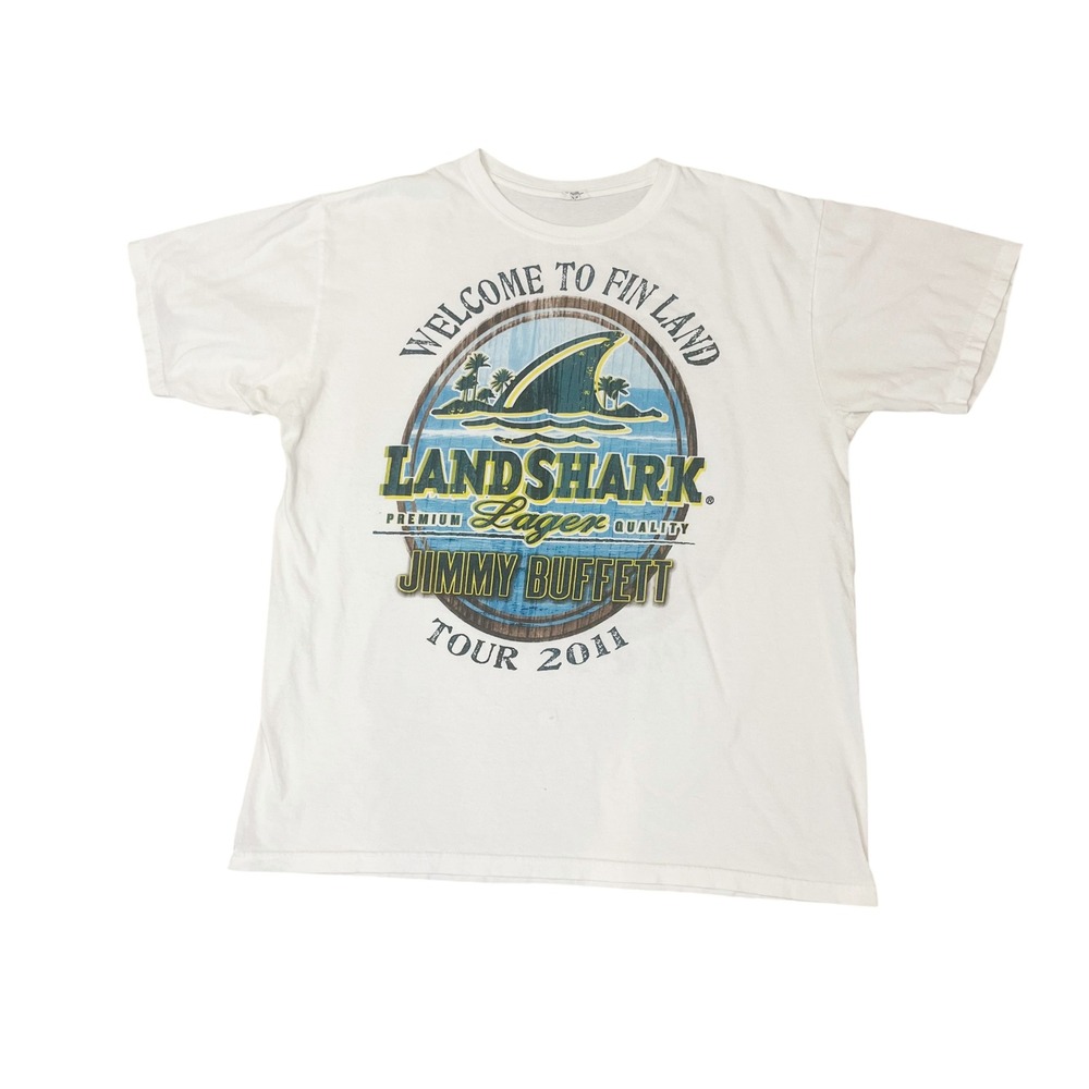 Jimmy Buffett 2011 Tour Shirt LandShark Lager Welcome to Fin Land Mens Sz Large